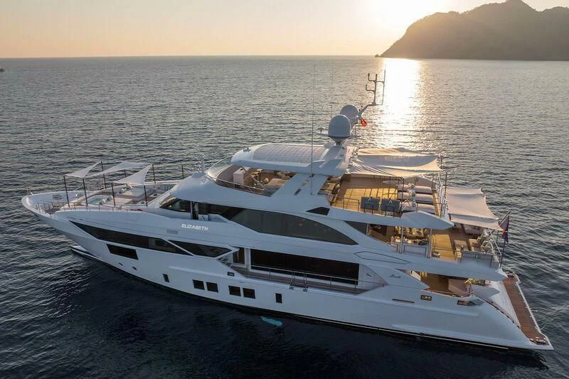 a white yacht on the water aboard ELIZABETH Yacht for Sale
