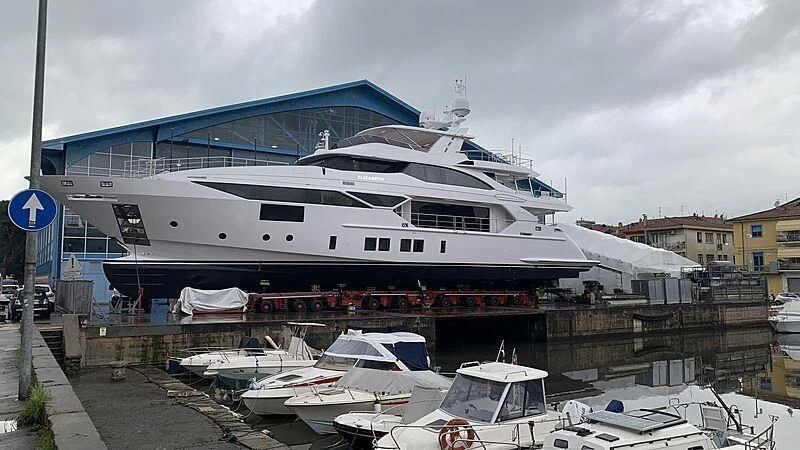a large cruise ship docked aboard ELIZABETH Yacht for Sale