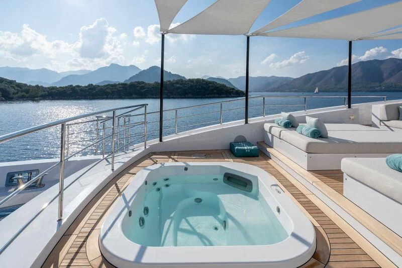 a large pool on a deck aboard ELIZABETH Yacht for Sale