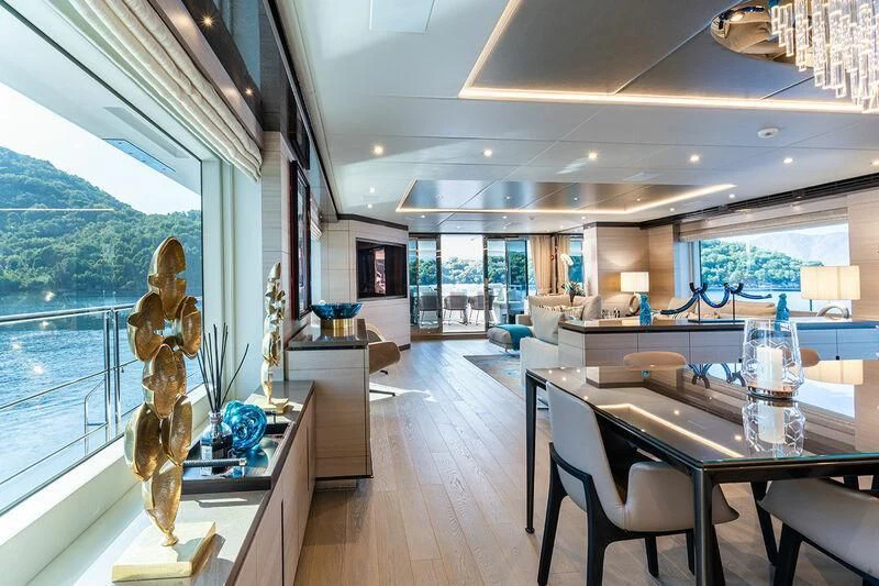 a large room with a statue aboard ELIZABETH Yacht for Sale