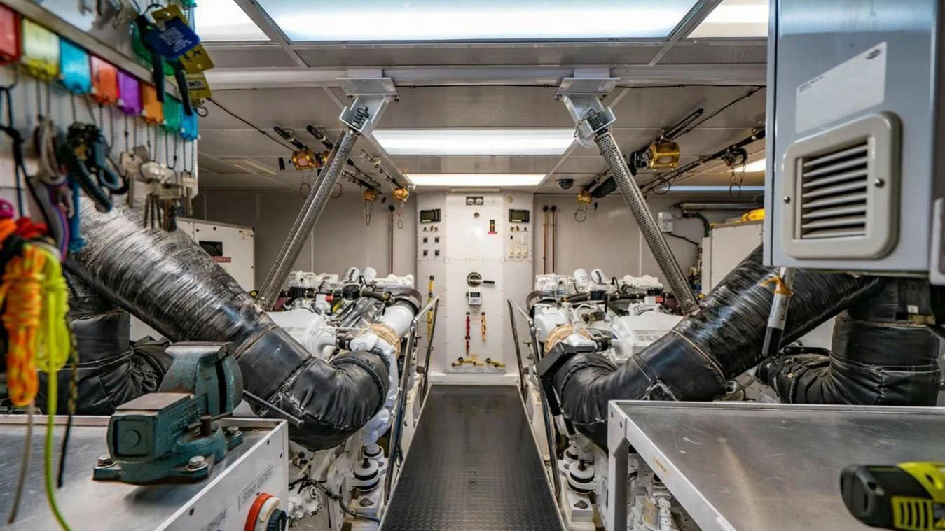 a room with machinery aboard SNOWBORED Yacht for Sale