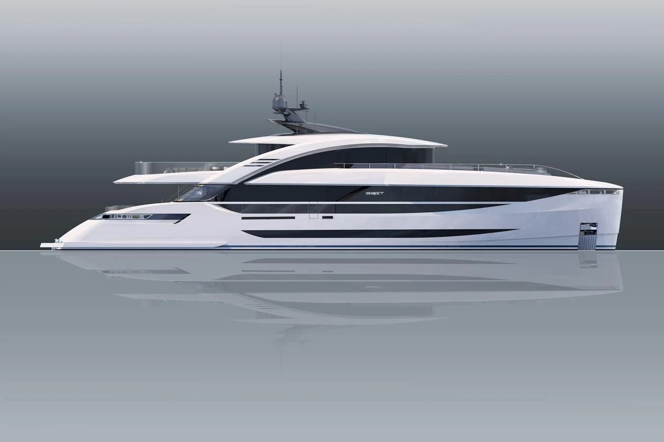 a white yacht on a body of water aboard ISA GT 33 Yacht for Sale