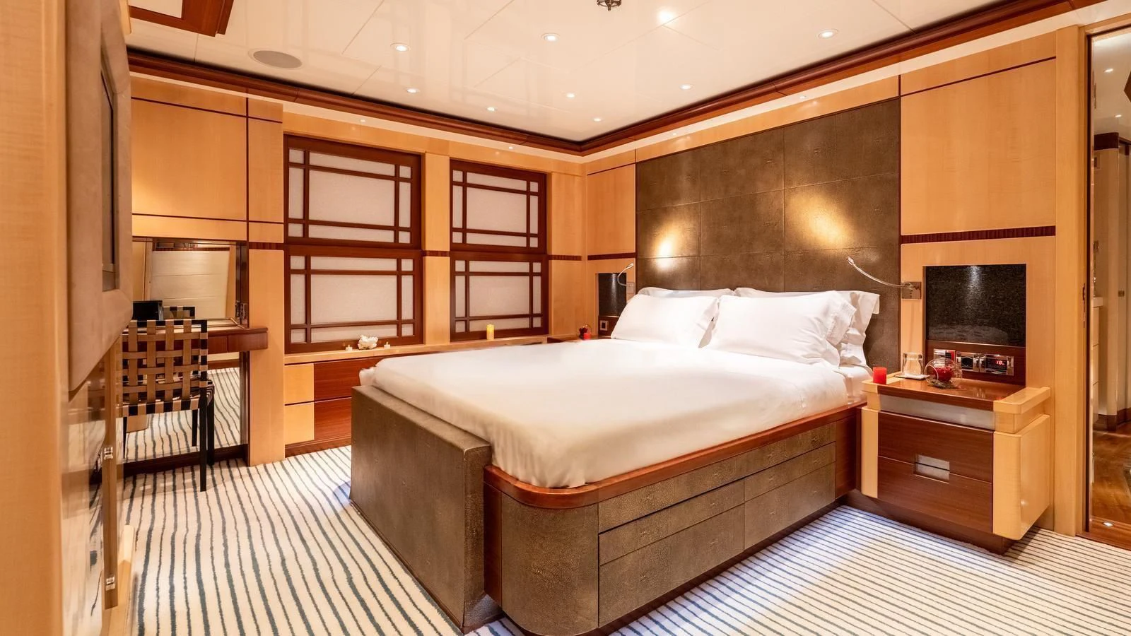 a bed in a room aboard RARE FIND Yacht for Charter