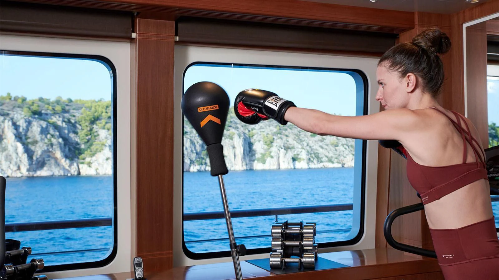 a person working on a project aboard RARE FIND Yacht for Charter