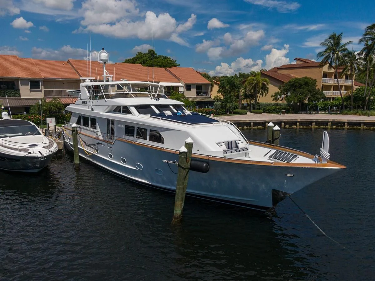a boat is parked on the dock aboard IMPULSE Yacht for Sale