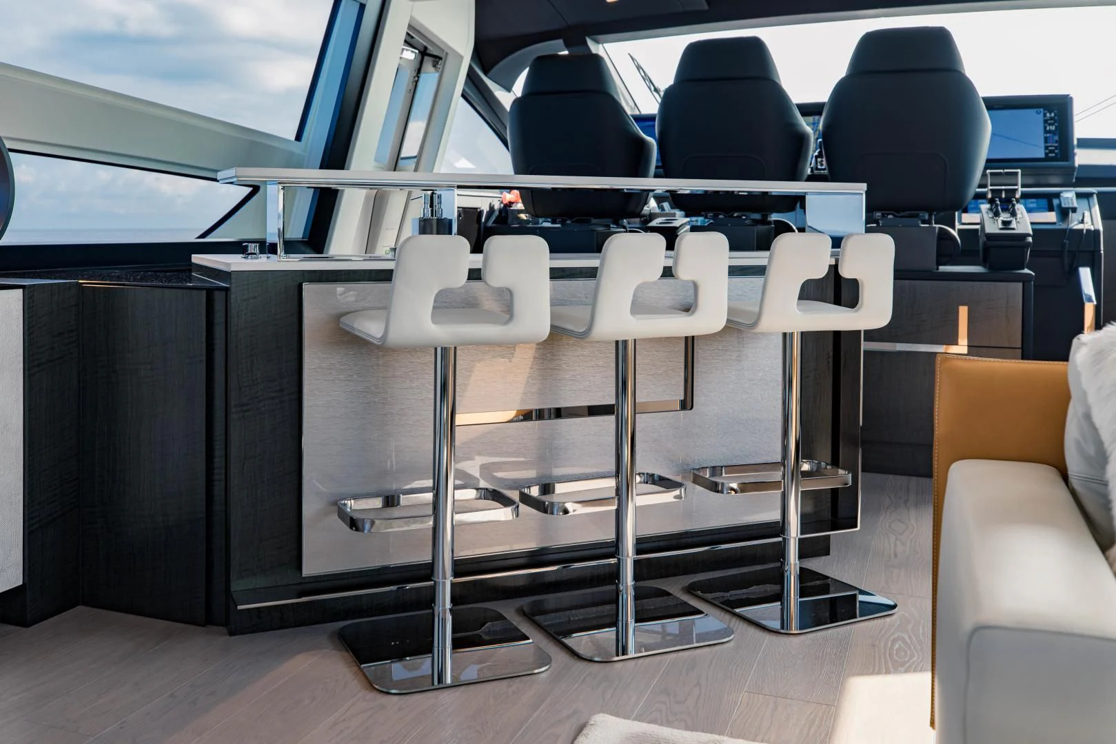 a room with chairs and desks aboard STALLION Yacht for Sale
