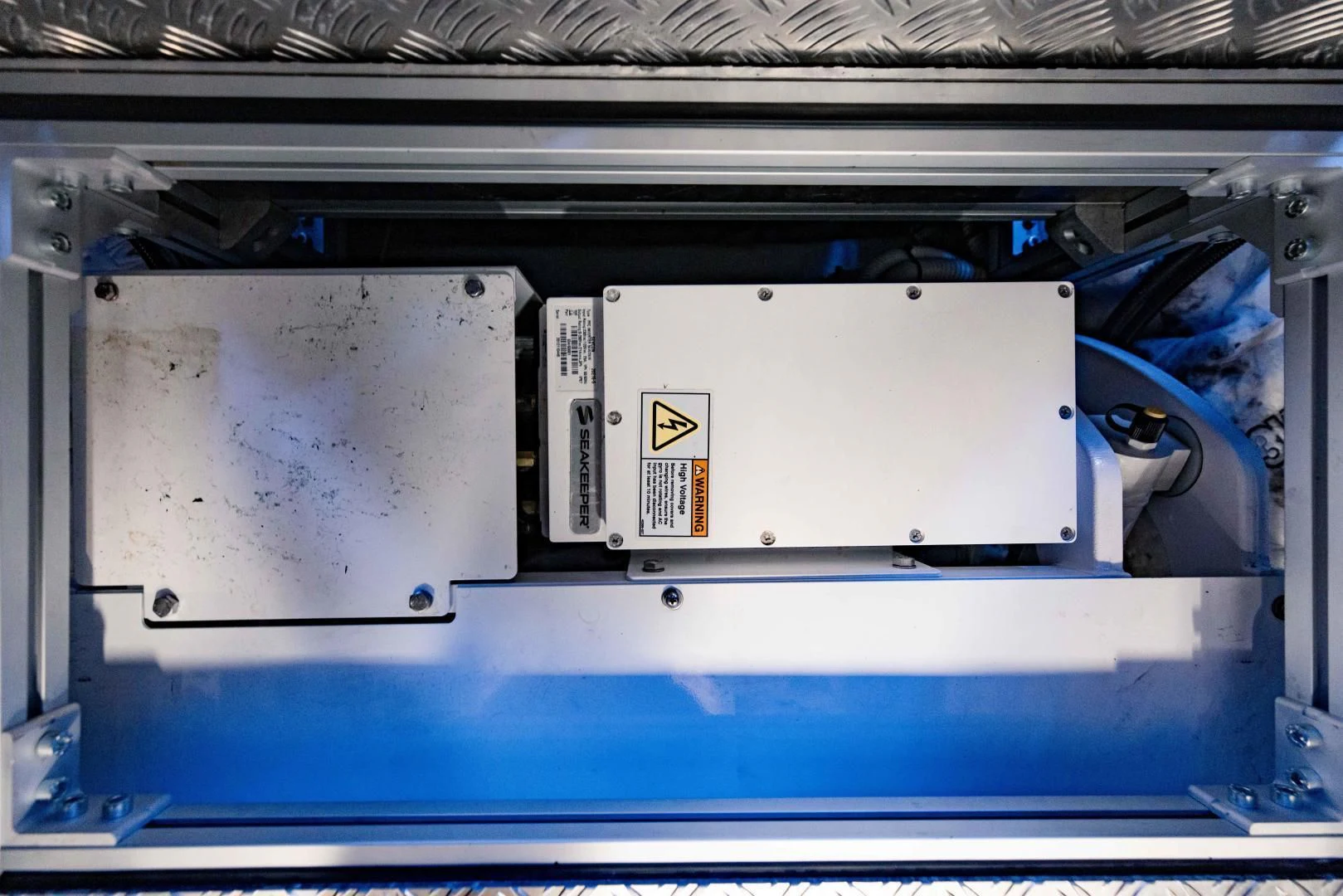 a white rectangular object with a silver object on it aboard STALLION Yacht for Sale