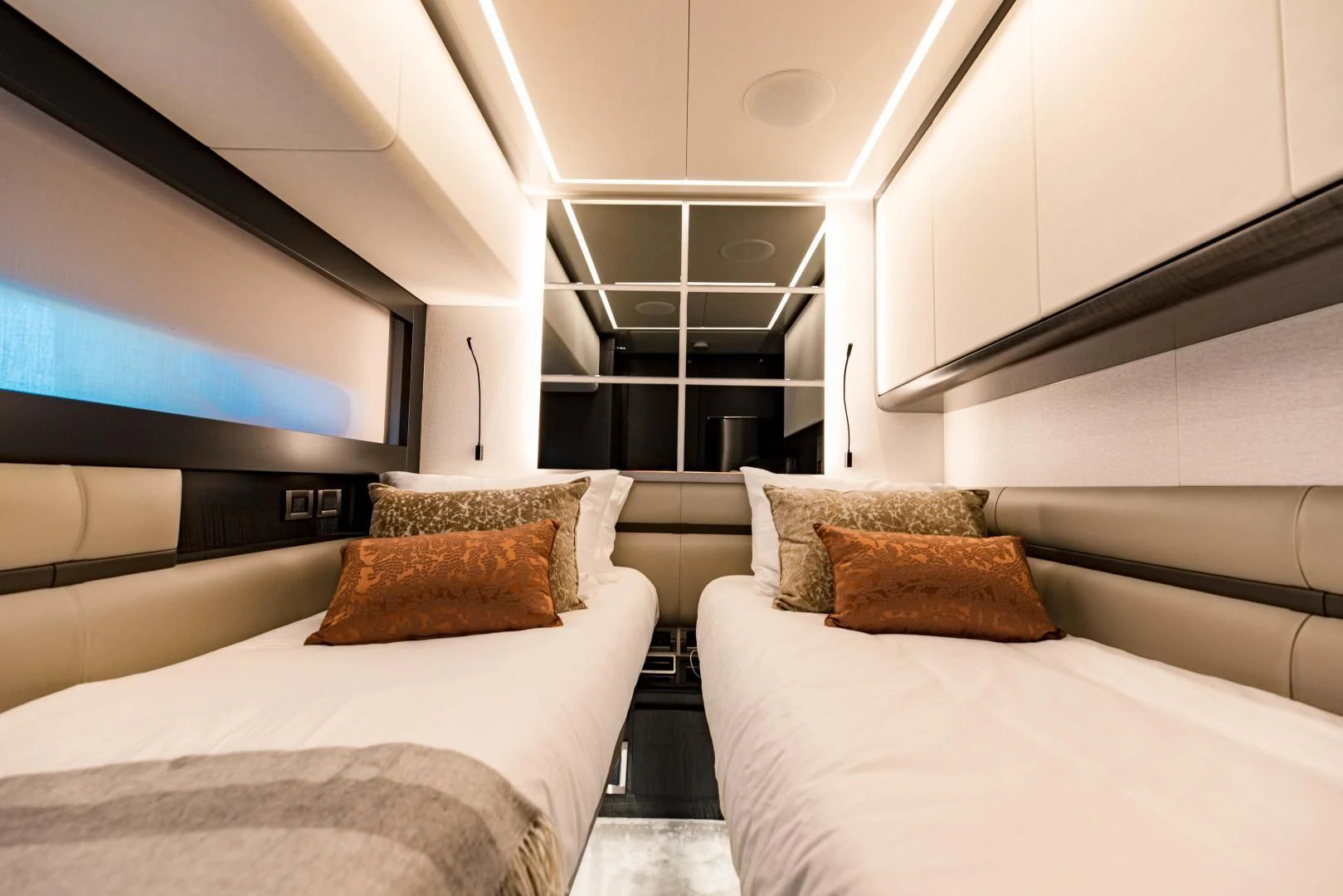a room with two beds aboard STALLION Yacht for Sale