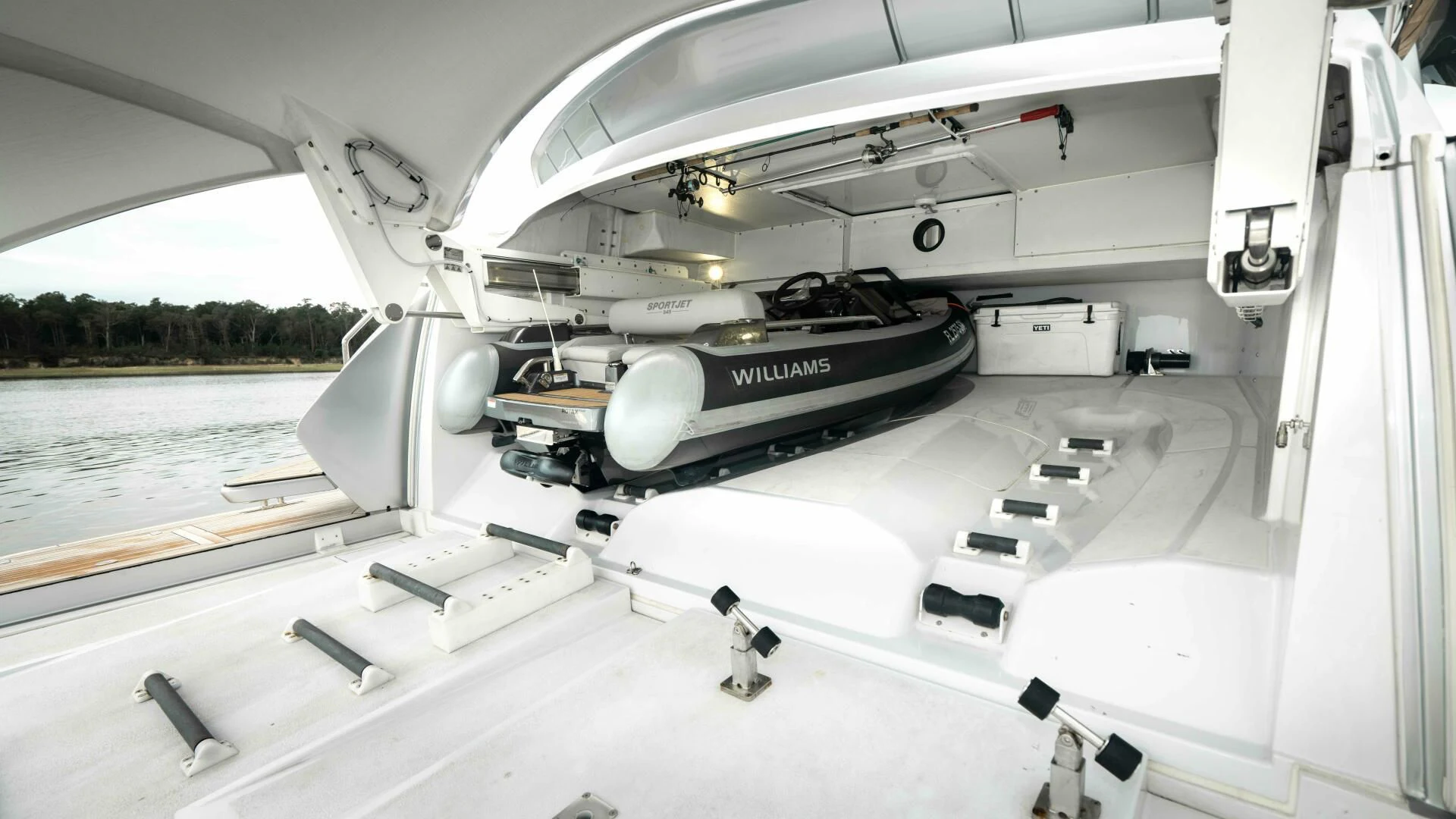 a space ship with a satellite dish aboard STALLION Yacht for Sale