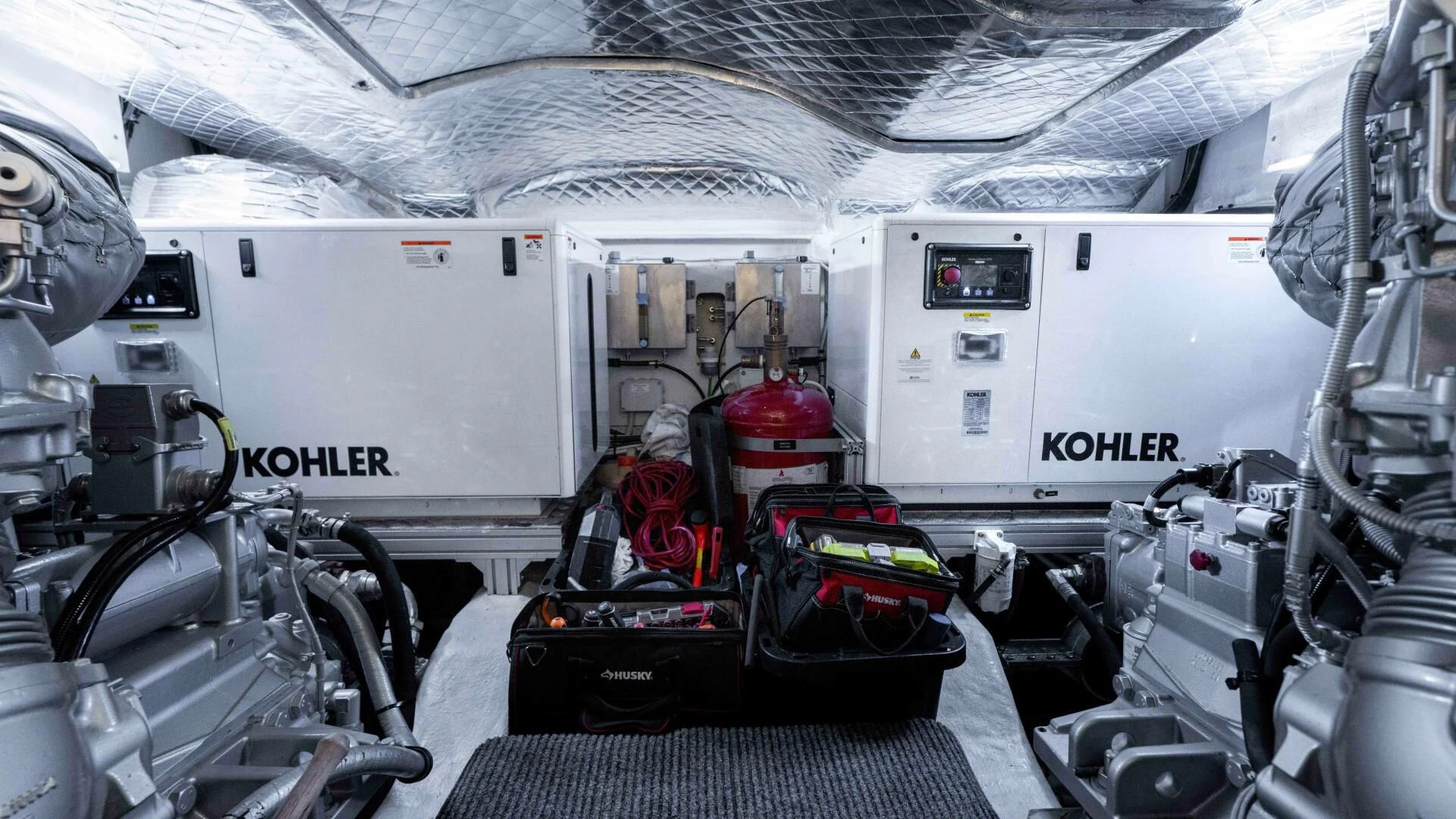 inside of a car aboard STALLION Yacht for Sale