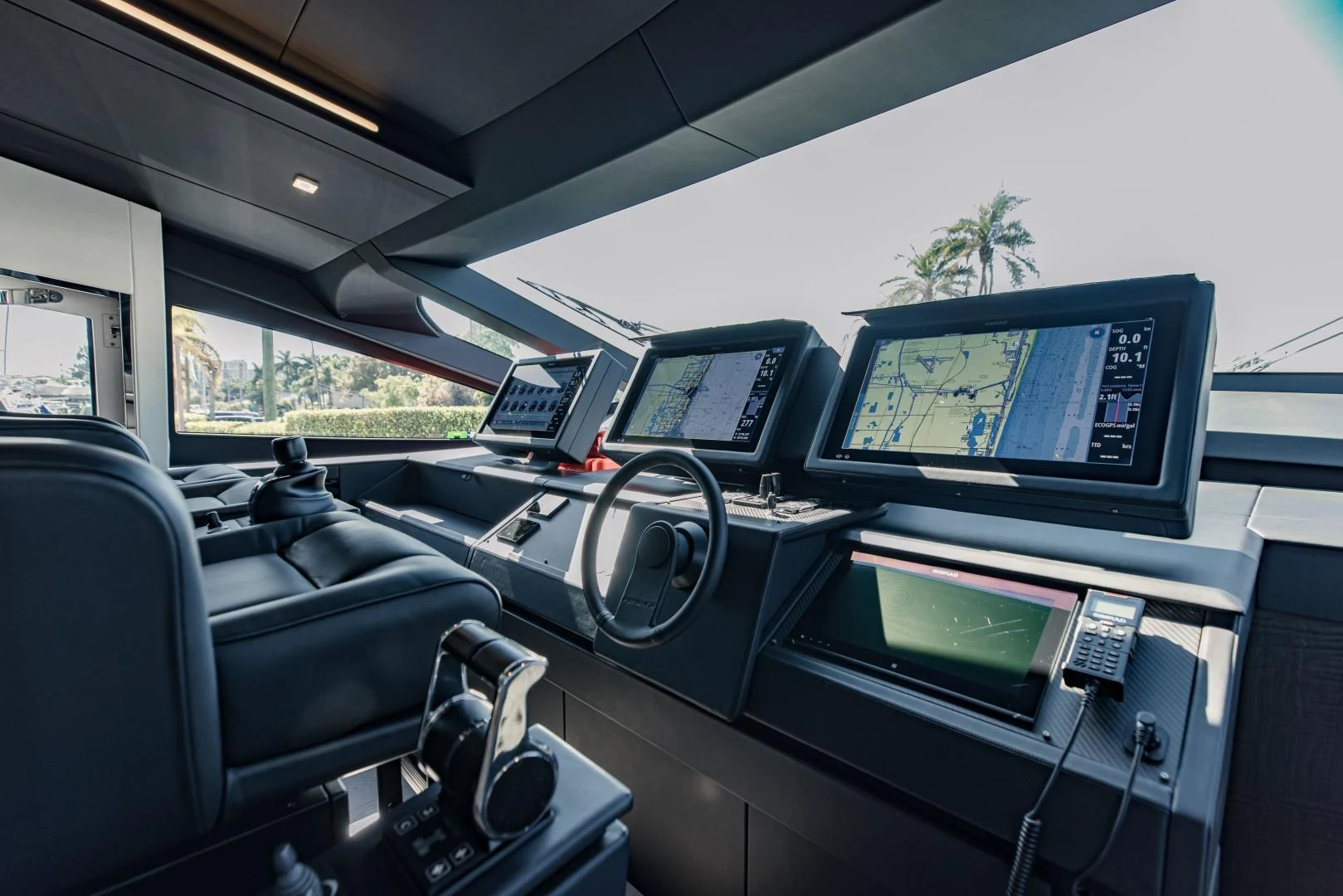inside of a car aboard STALLION Yacht for Sale