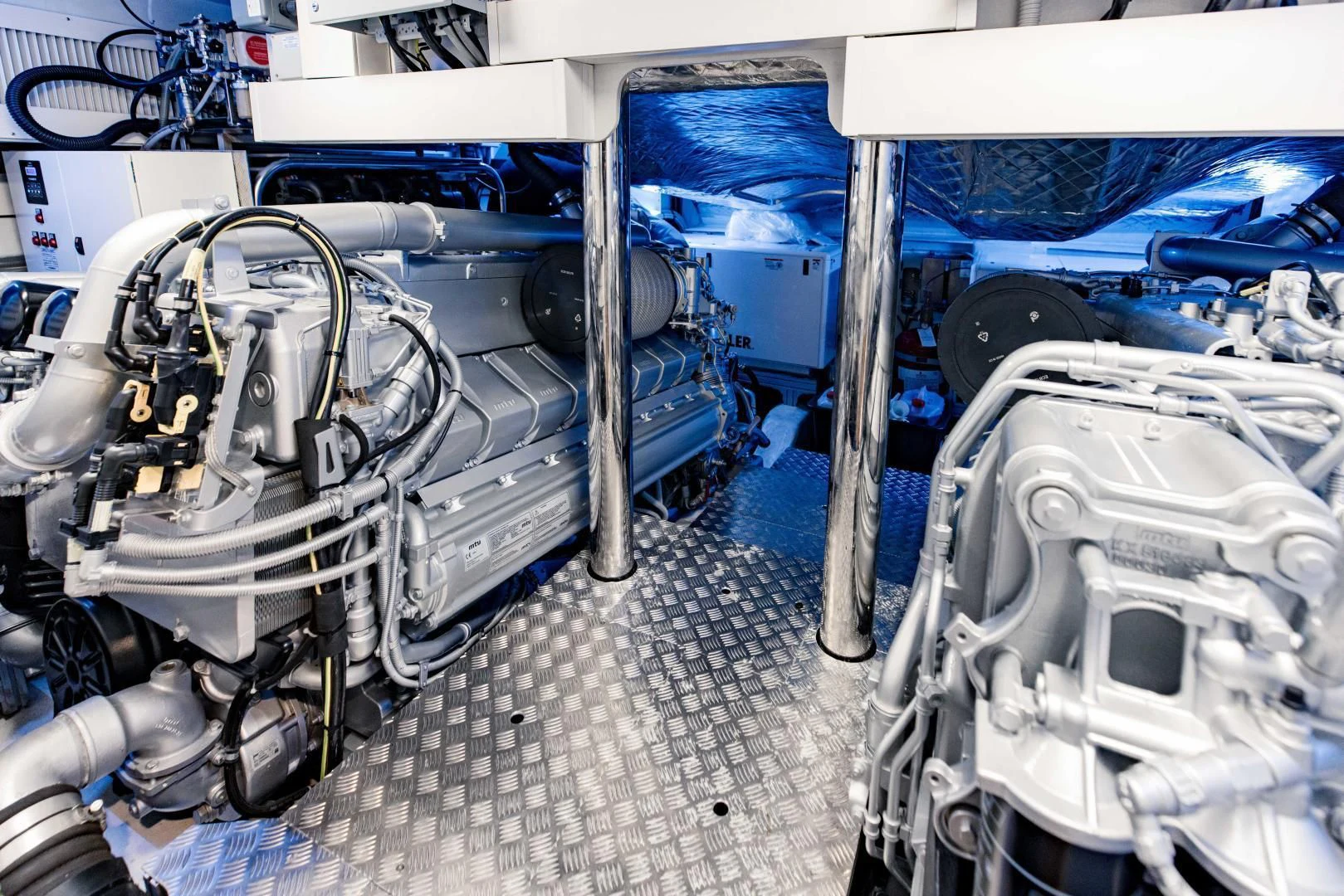 a vehicle with a large engine aboard STALLION Yacht for Sale