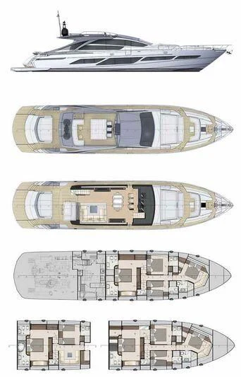 diagram, engineering drawing aboard STALLION Yacht for Sale