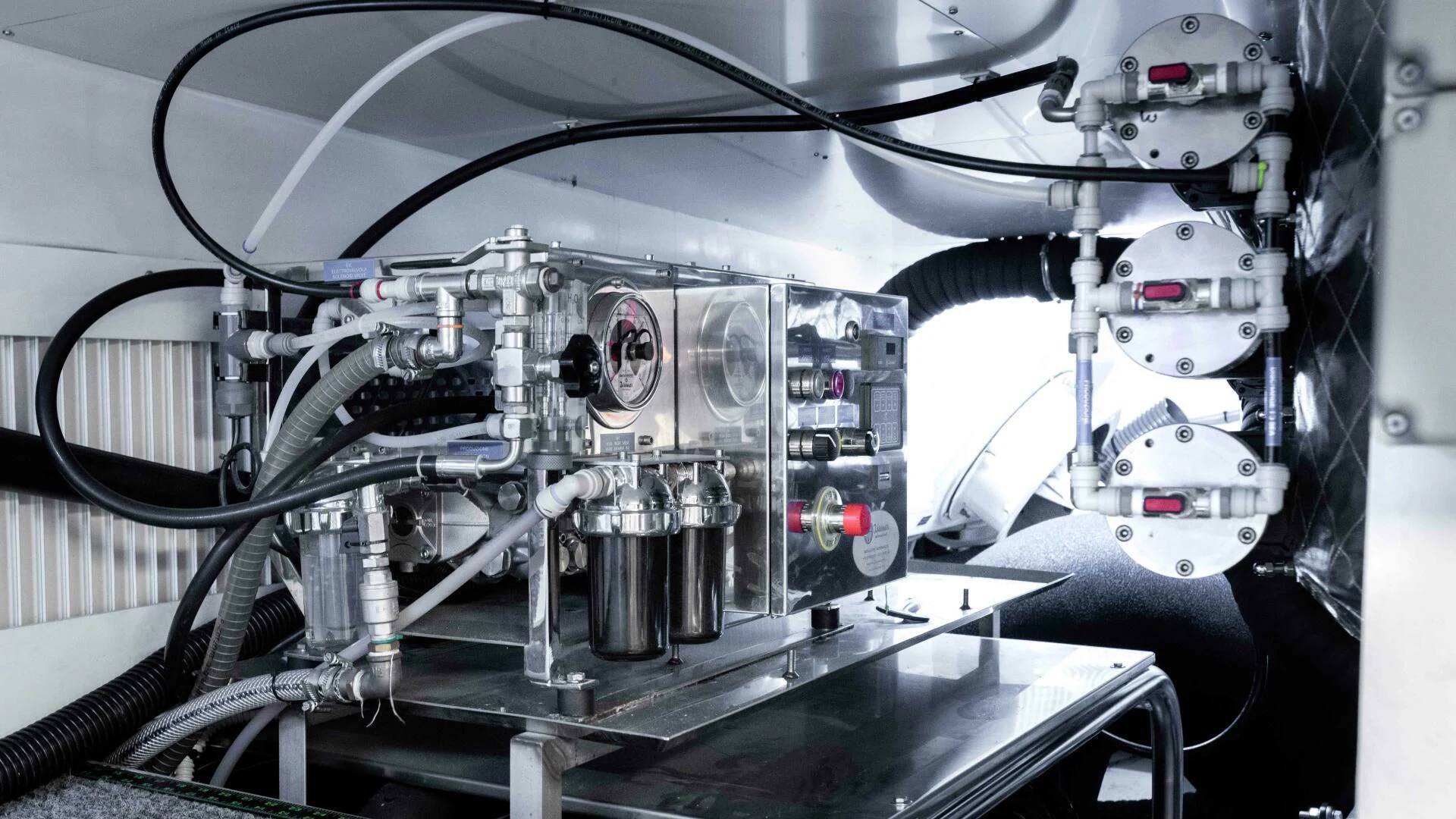 the inside of a car aboard STALLION Yacht for Sale