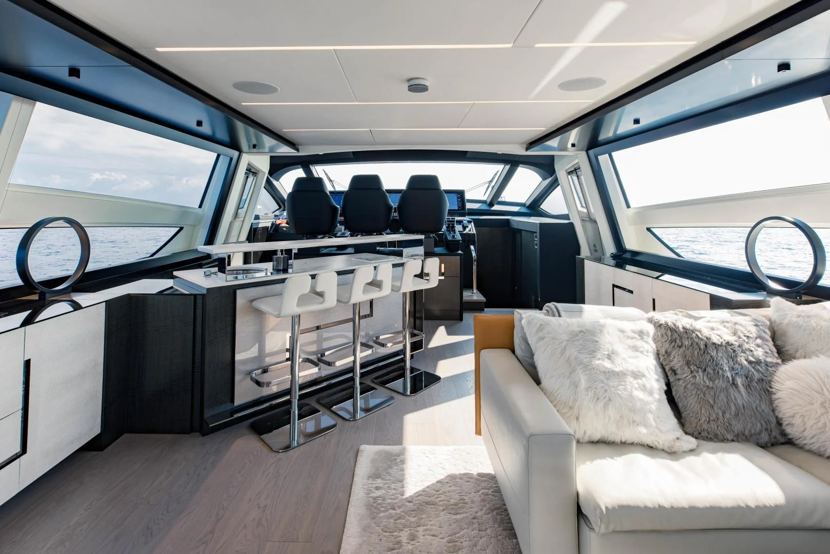 inside of a car aboard STALLION Yacht for Sale