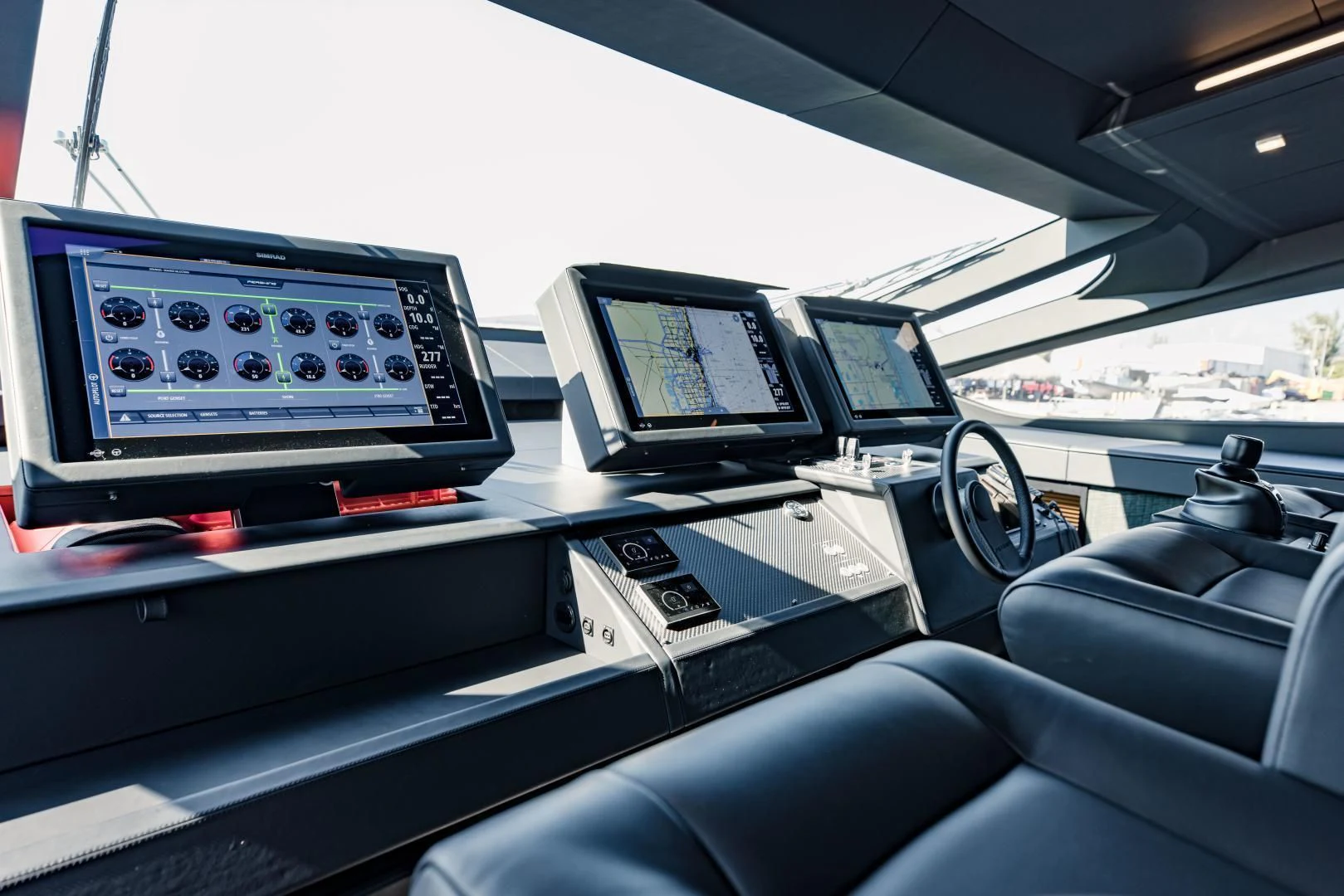inside of a car aboard STALLION Yacht for Sale