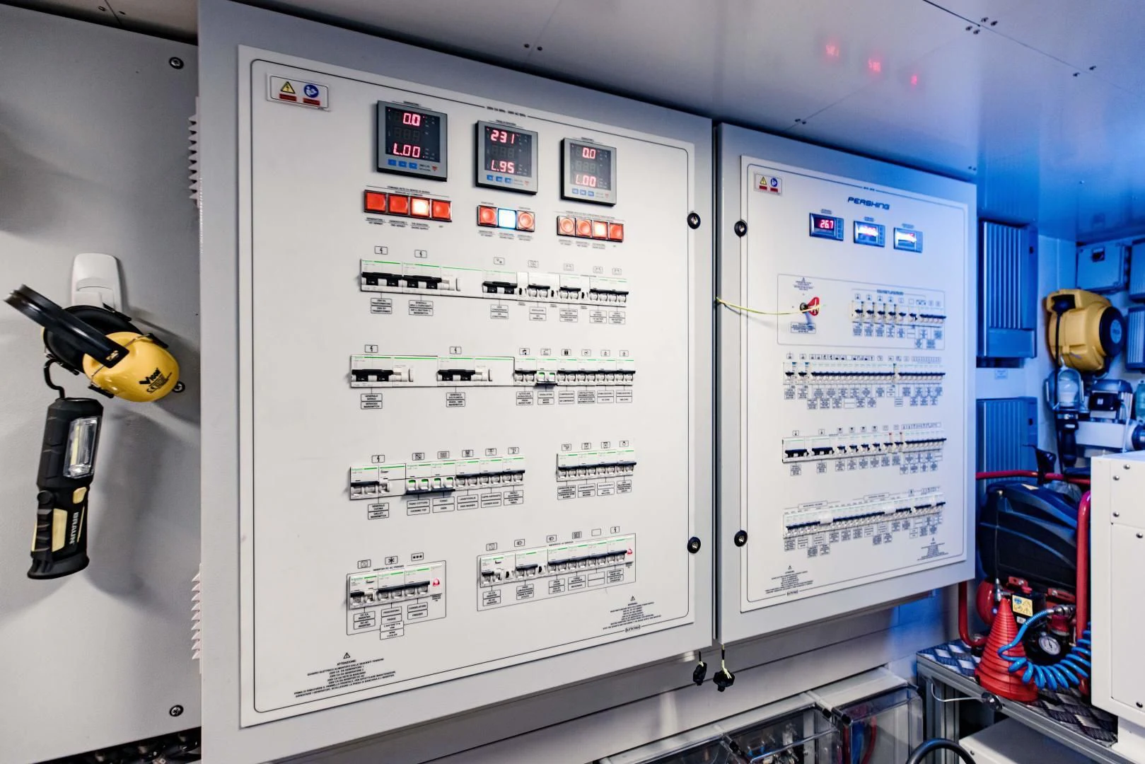 a white board with a screen aboard STALLION Yacht for Sale