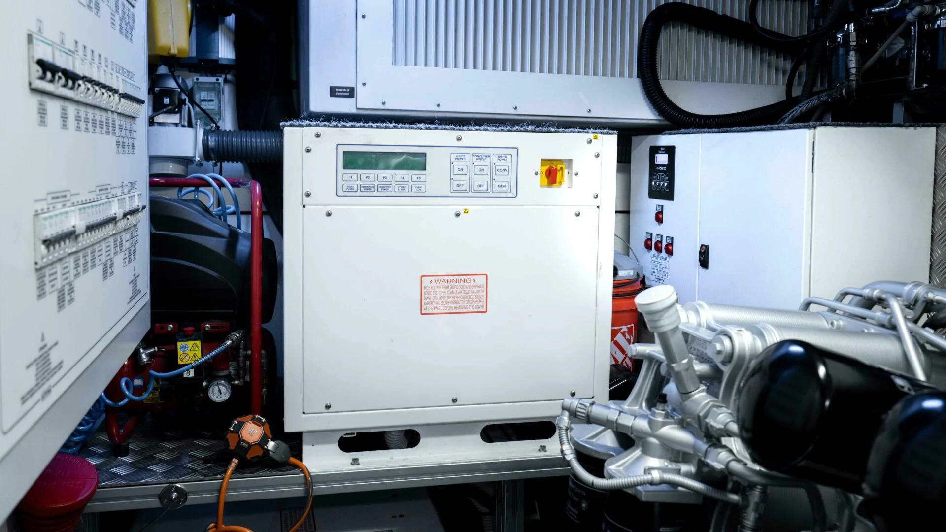 a machine with a large piece of equipment on it aboard STALLION Yacht for Sale