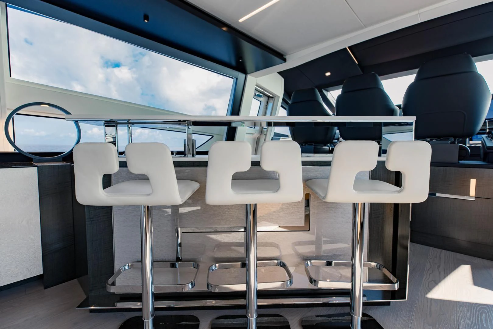 a row of chairs in a room aboard STALLION Yacht for Sale