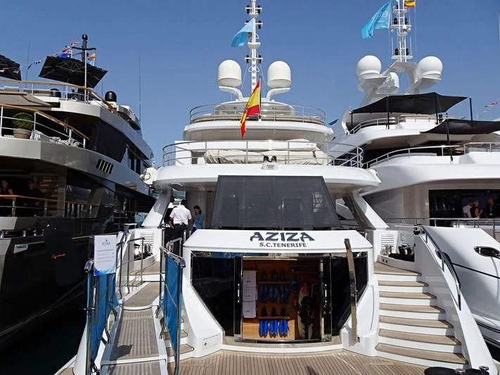 a boat with a group of people on it aboard AZIZA Yacht for Sale