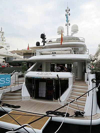 a boat with a rope tied to it aboard AZIZA Yacht for Sale