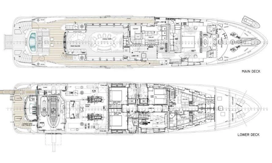 diagram, engineering drawing aboard AZIZA Yacht for Sale