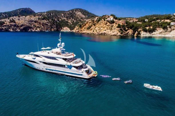 a boat in the water aboard AZIZA Yacht for Sale
