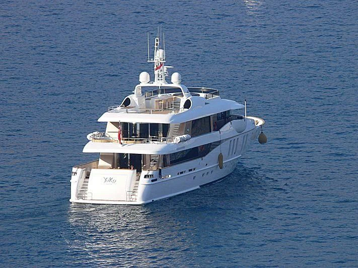 a large boat in the water aboard MY SAGA Yacht for Sale