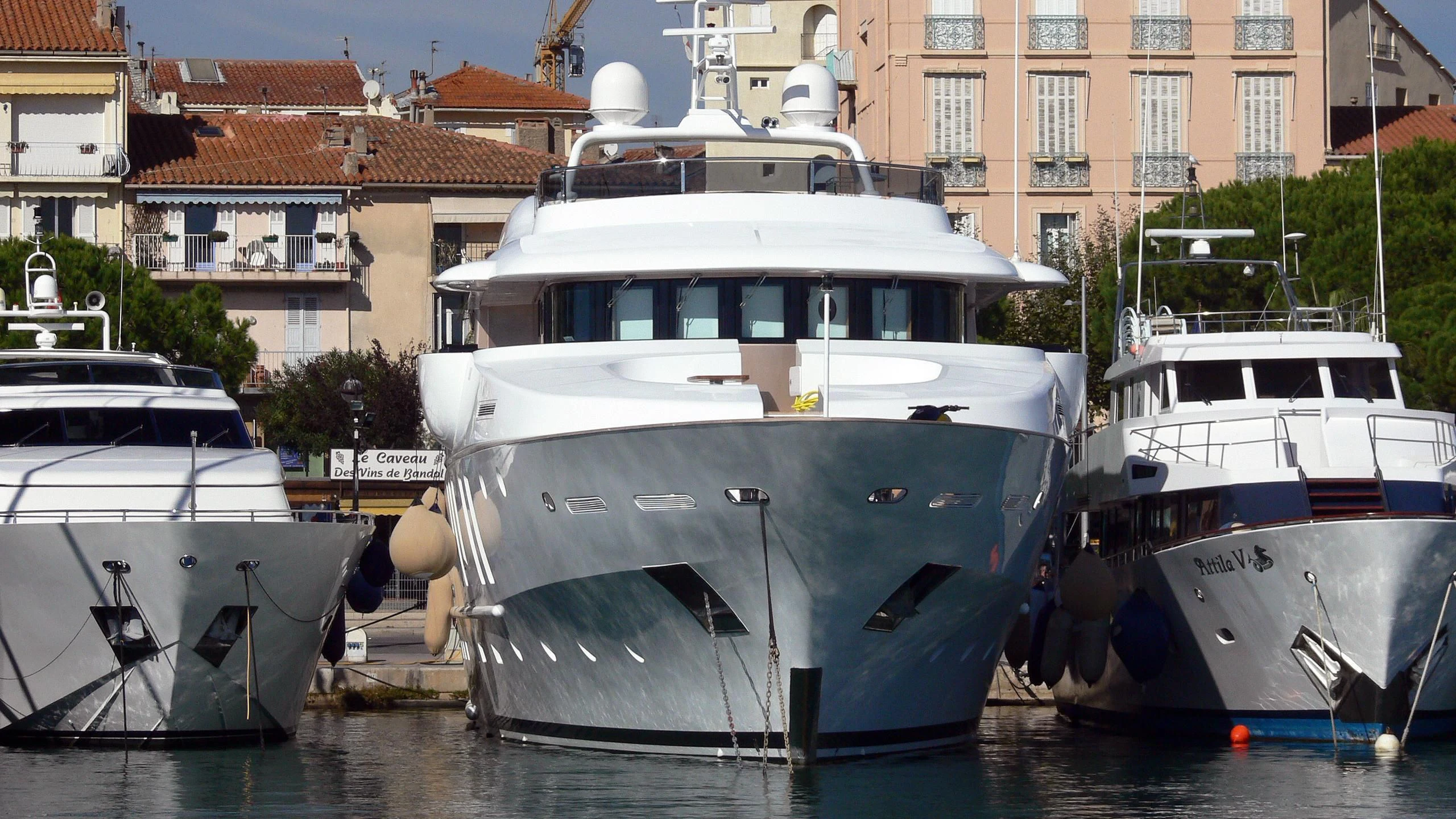 boats docked in a harbor aboard MY SAGA Yacht for Sale