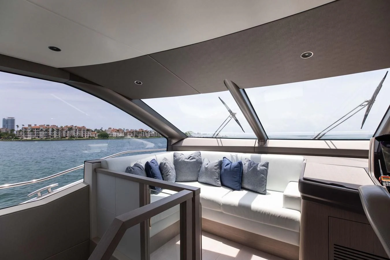 a boat with a couch on it aboard MILAMO Yacht for Sale