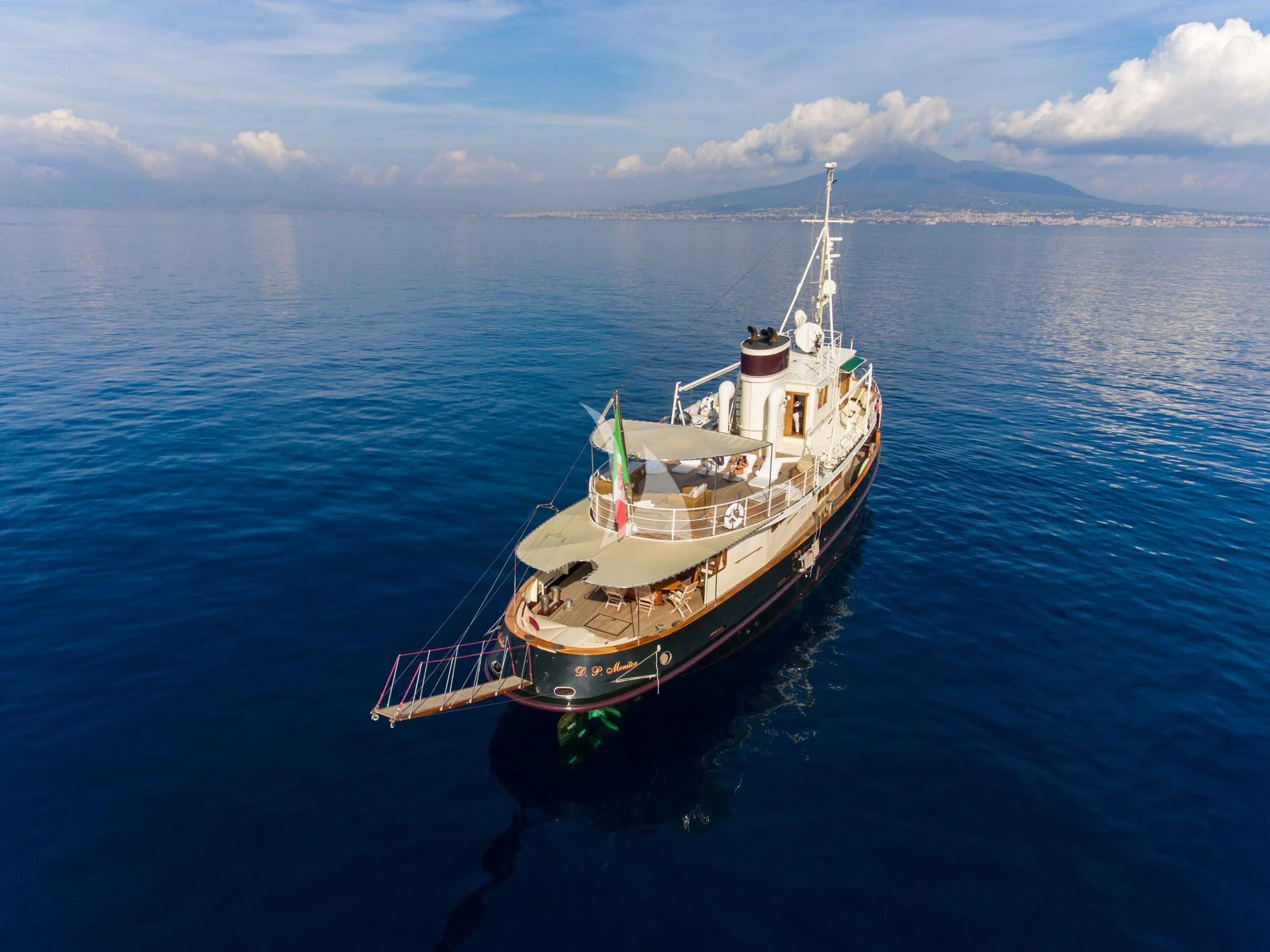 a boat in the water aboard D.P. MONITOR Yacht for Sale