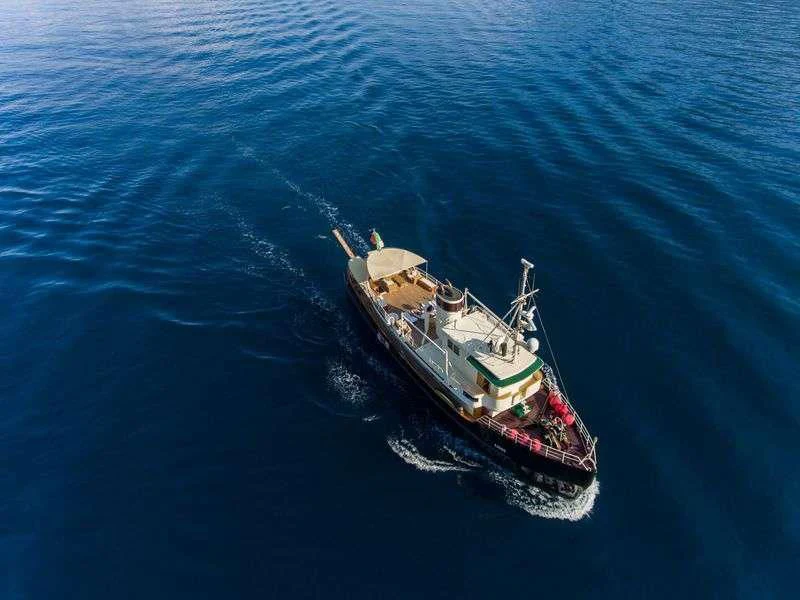 a boat in the water aboard D.P. MONITOR Yacht for Sale