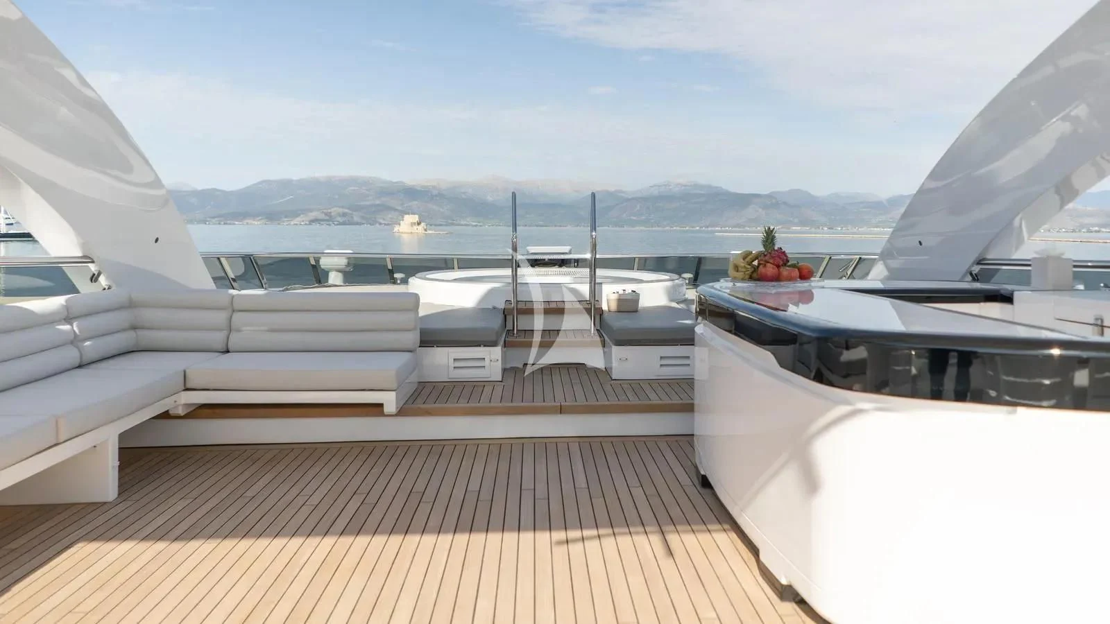 a deck with white boats aboard BLISS Yacht for Sale