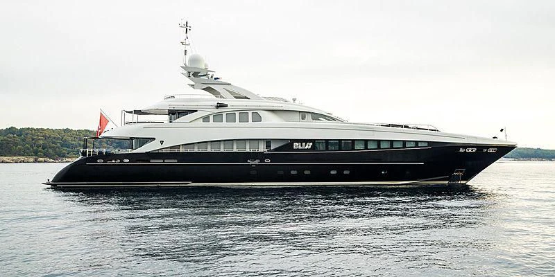 a large ship in the water aboard BLISS Yacht for Sale