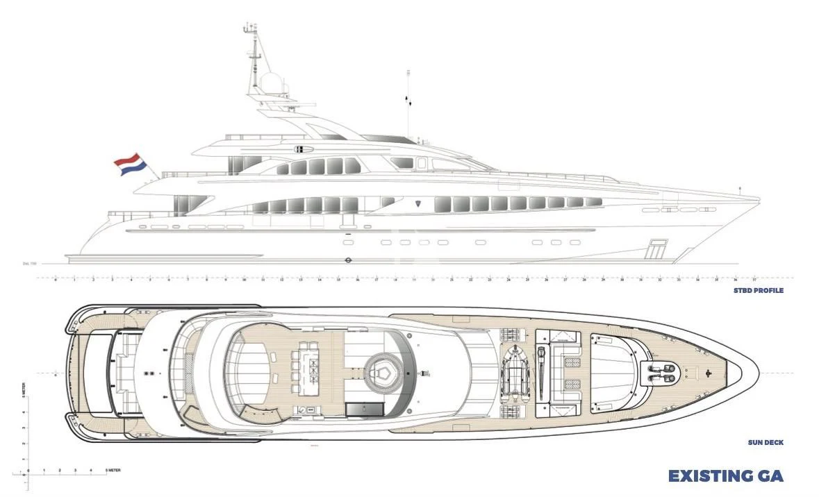 diagram, engineering drawing aboard BLISS Yacht for Sale