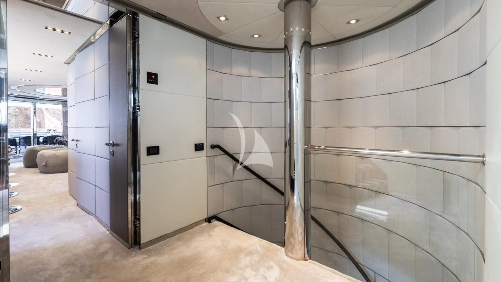 a room with a large wall aboard BLISS Yacht for Sale
