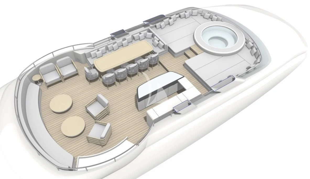 a model of a building aboard BLISS Yacht for Sale