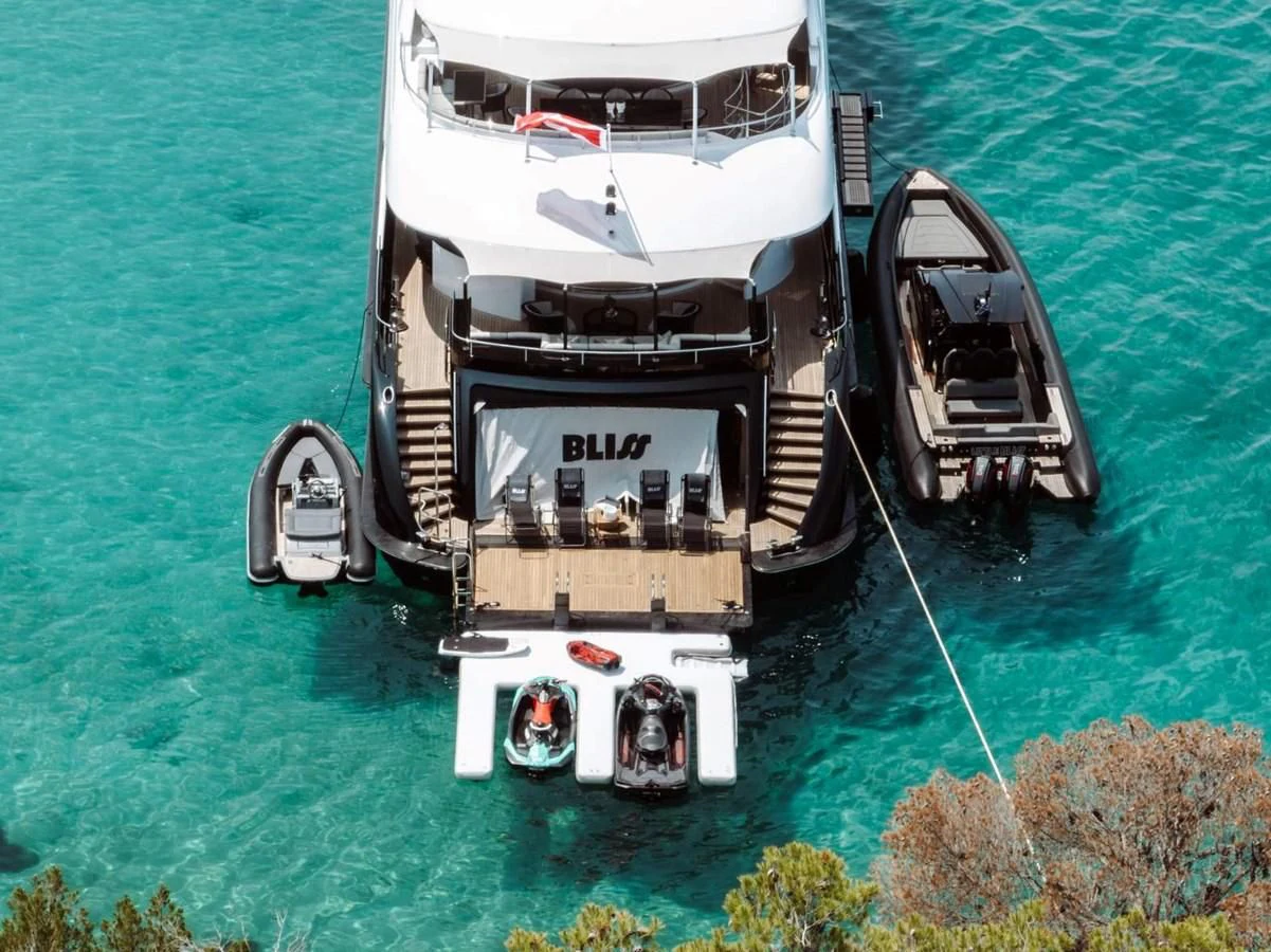a boat on the water aboard BLISS Yacht for Sale