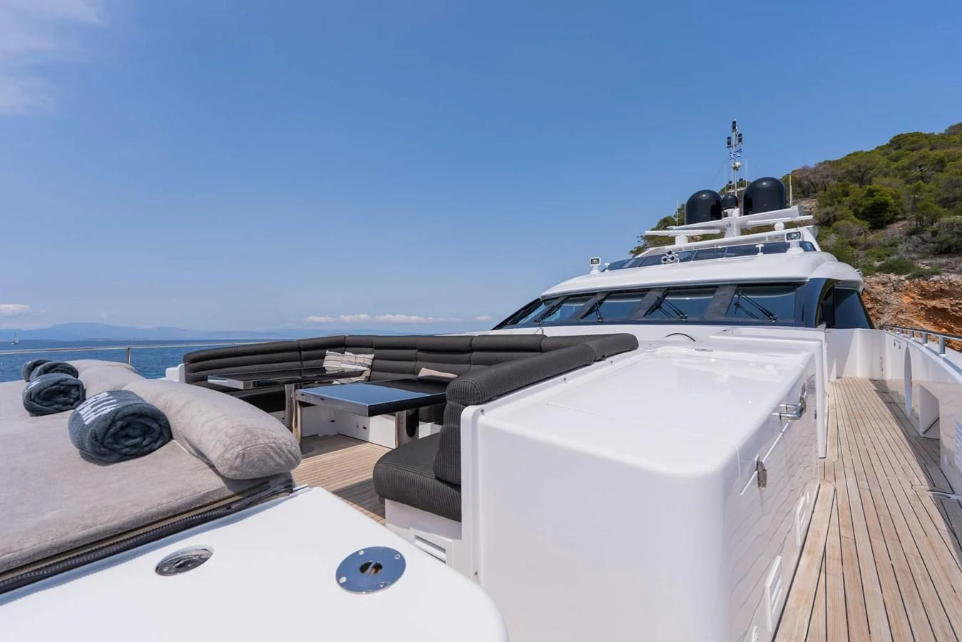 a boat on a trailer aboard BLISS Yacht for Sale