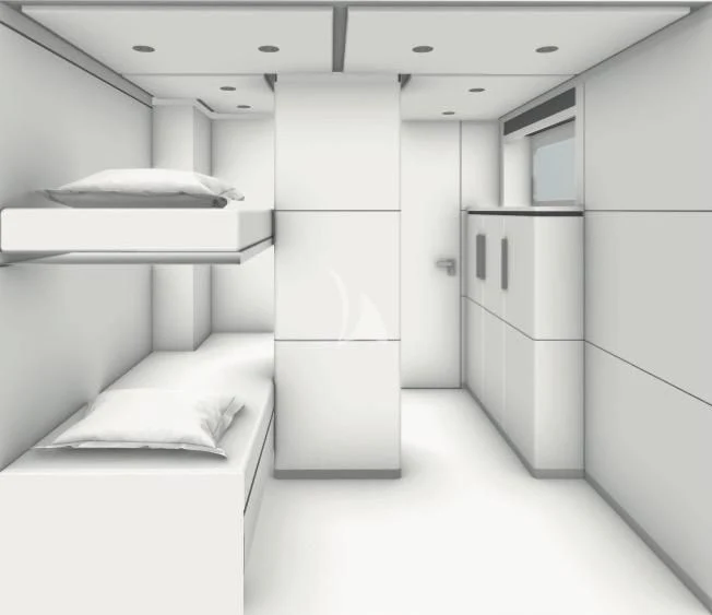 a room with white cabinets aboard BLISS Yacht for Sale
