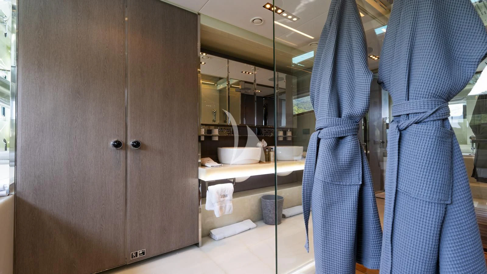 a room with a large closet aboard BLISS Yacht for Sale