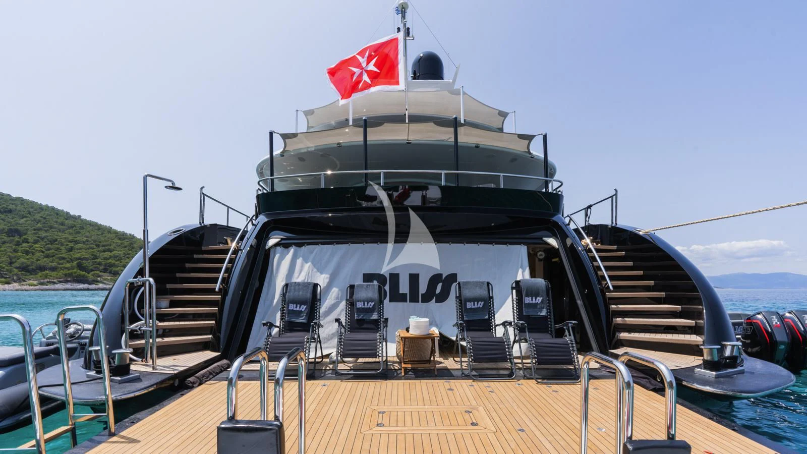 a boat on a body of water aboard BLISS Yacht for Sale