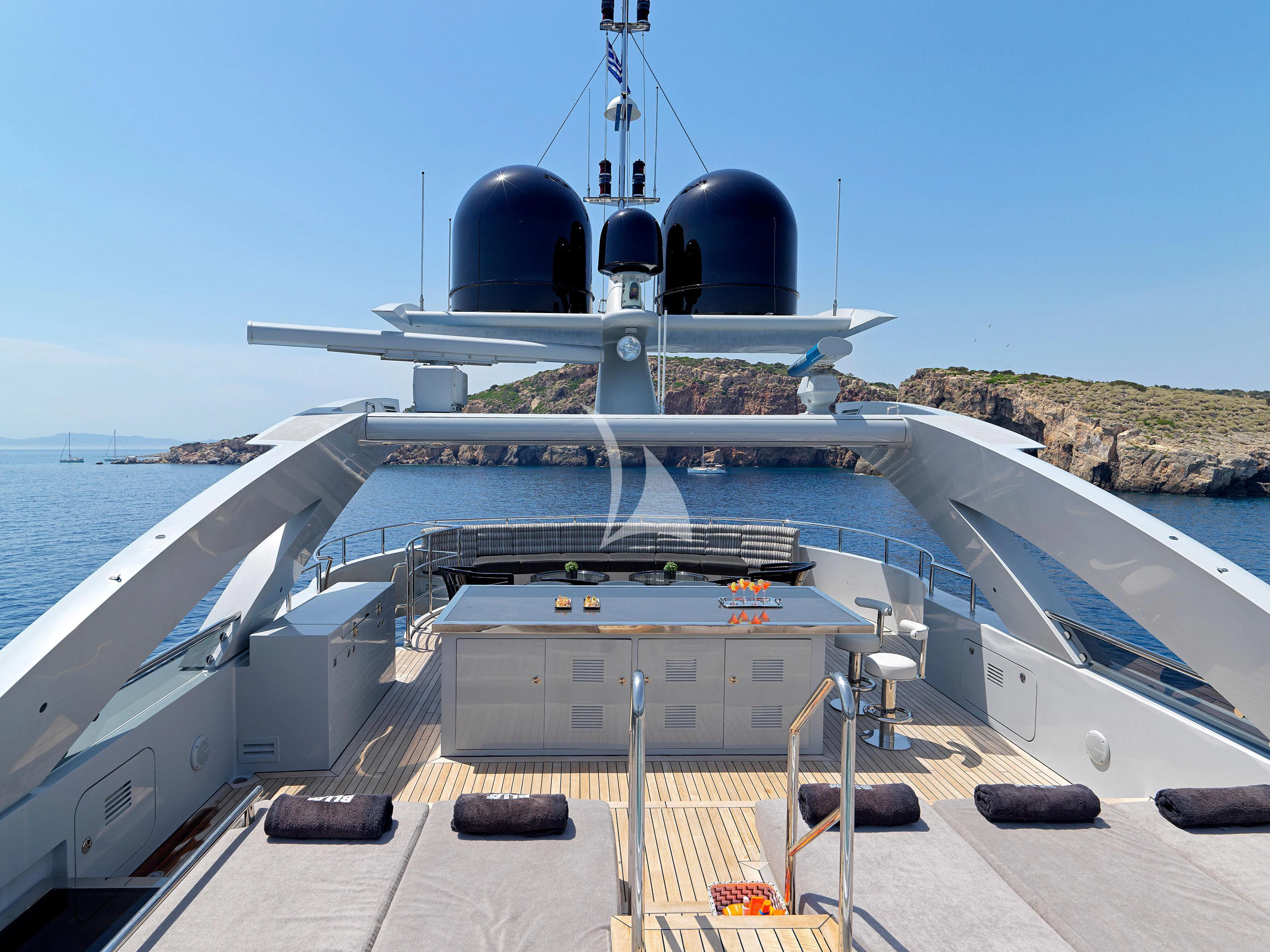 a large ship docked aboard BLISS Yacht for Sale