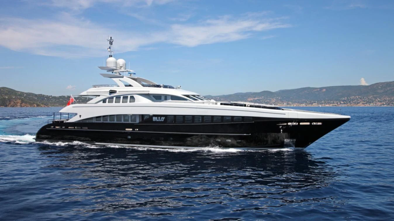 a large boat in the water aboard BLISS Yacht for Sale