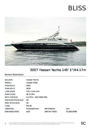 text aboard BLISS Yacht for Sale