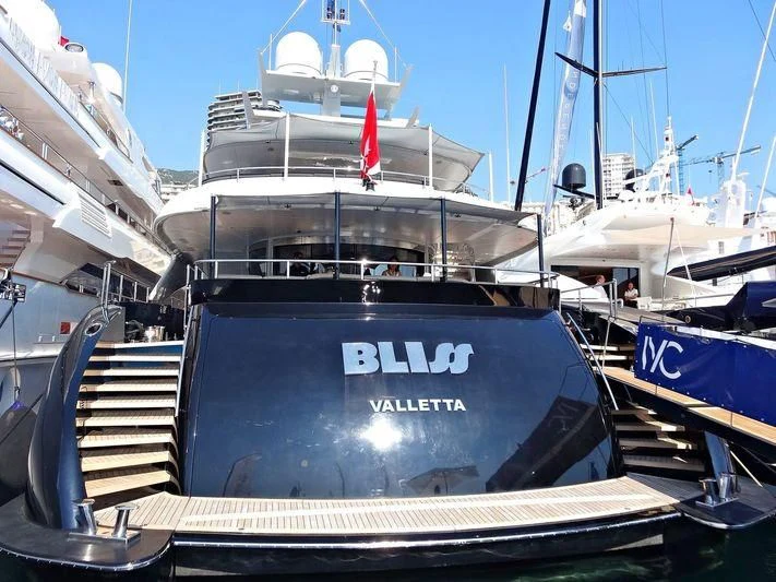 a boat with a staircase aboard BLISS Yacht for Sale
