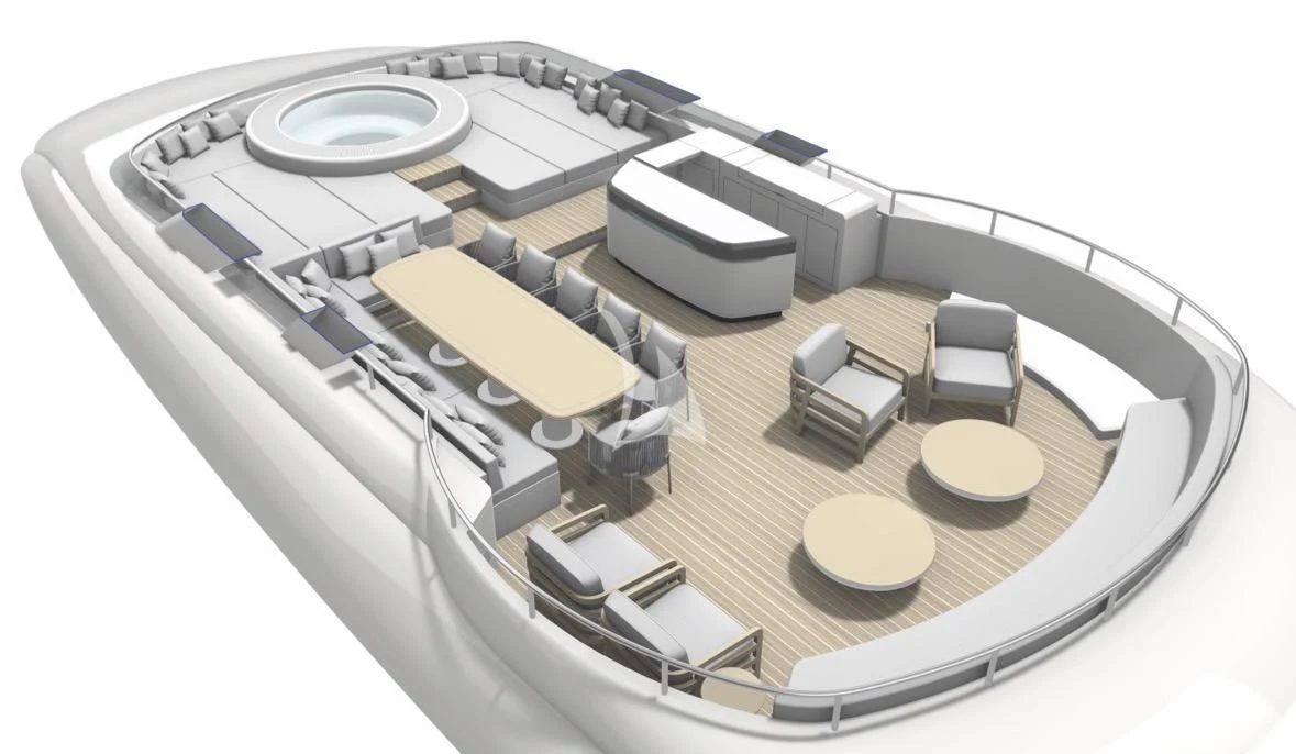 a model of a house aboard BLISS Yacht for Sale