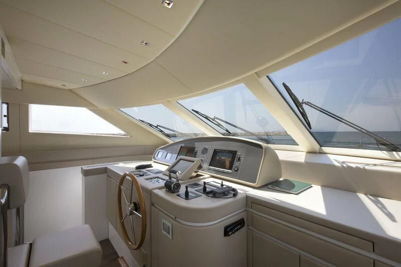 a white vehicle with a blue screen aboard SANLORENZO SL82-570 Yacht for Sale