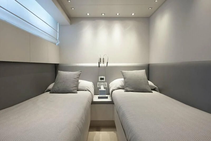 a room with two beds aboard SANLORENZO SL82-570 Yacht for Sale