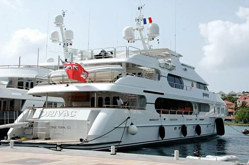 a large white yacht aboard PRIVACY Yacht for Sale